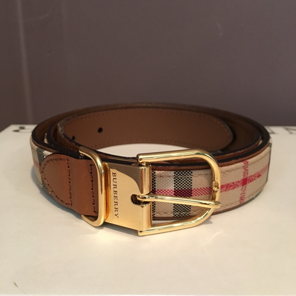 Burberry Check Leather Belt